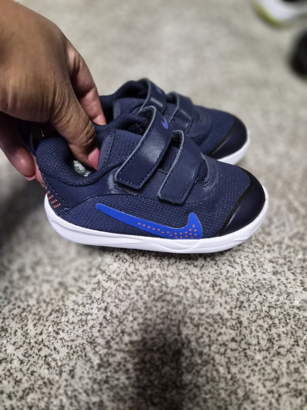 Nike Kids Navy Blue Athletic Sneakers with Bright Blue Swoosh